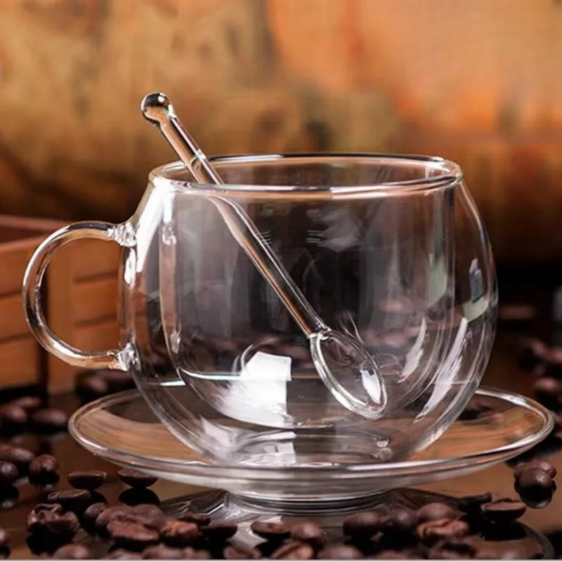 Coffee Tea Vodka - 150/300ml Podwójne dno Szklana filiżanka do