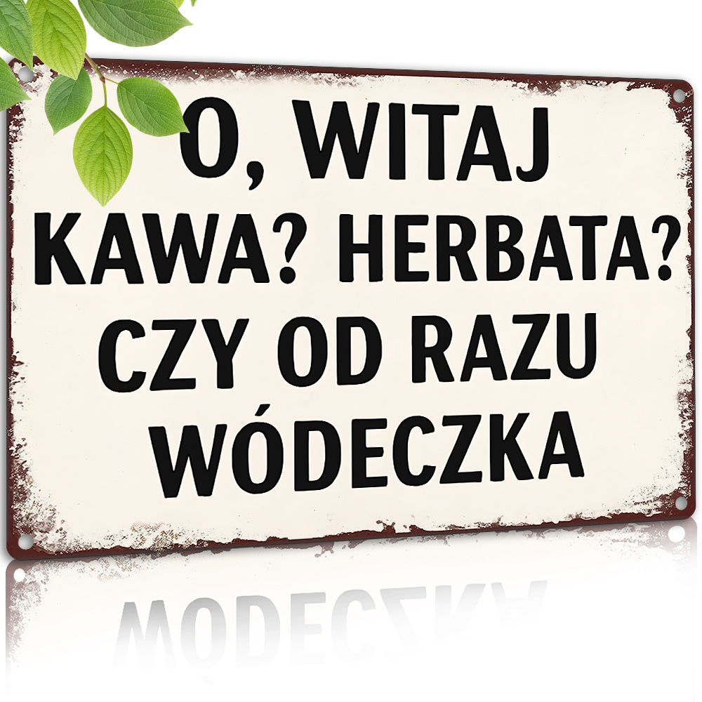 Zabawny metalowy szyld z motyw – Coffee Tea Vodka recenzja i cena