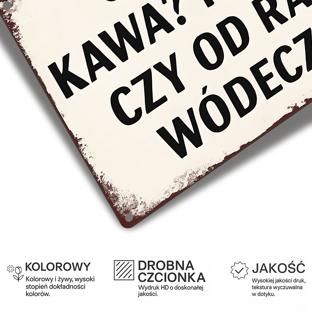 Metalowy szyld w stylu vintage – Coffee Tea Vodka recenzja i cena