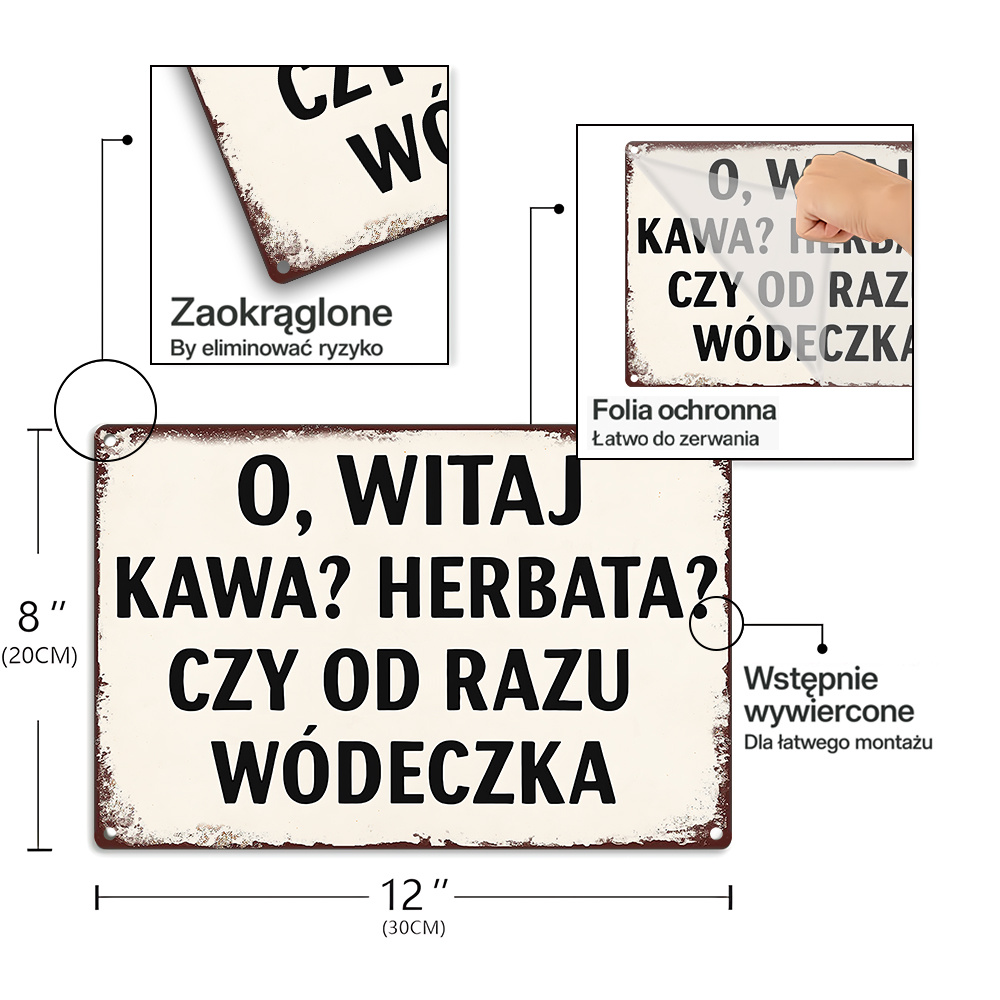 Metalowy szyld w stylu vintage – Coffee Tea Vodka recenzja i cena